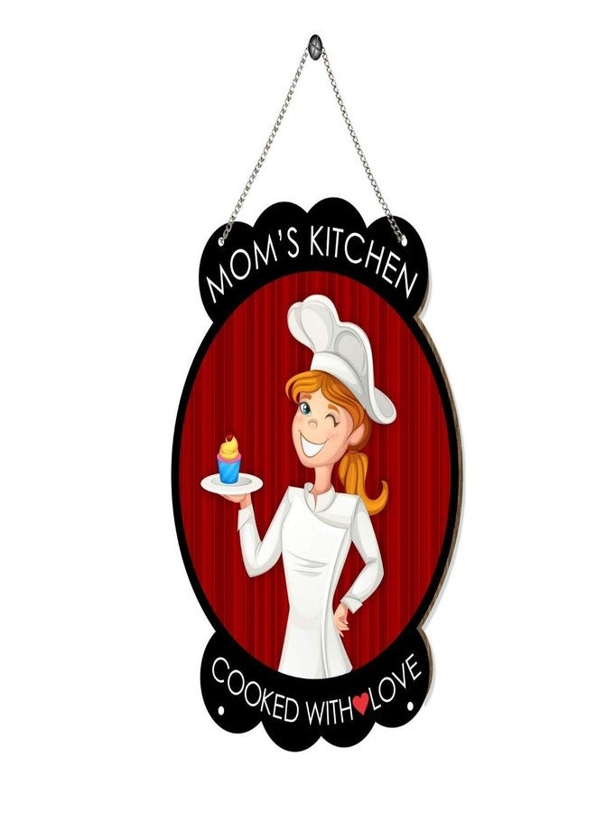 PRINTELLIGENT Mom's Kitchen Hanging Plaques Sign Board - Size 8 x 11.5 inch - Image 1